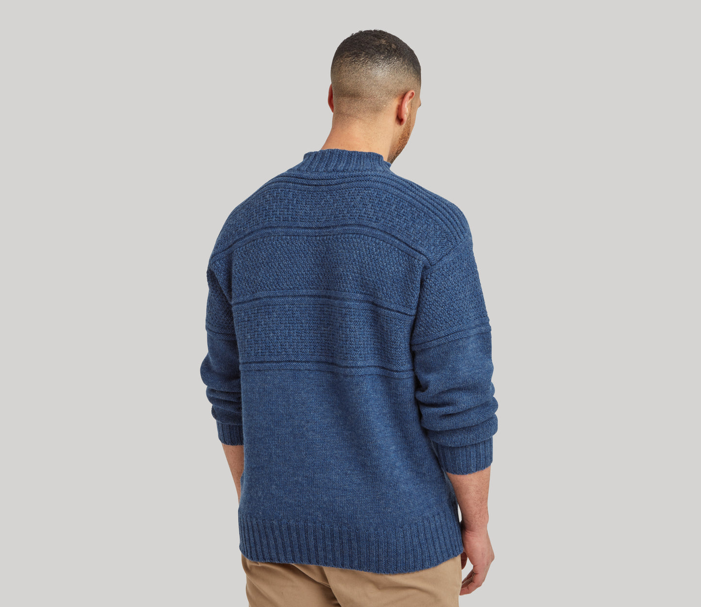 Merino Wool Fife Gansey Jumper in Storm Blue