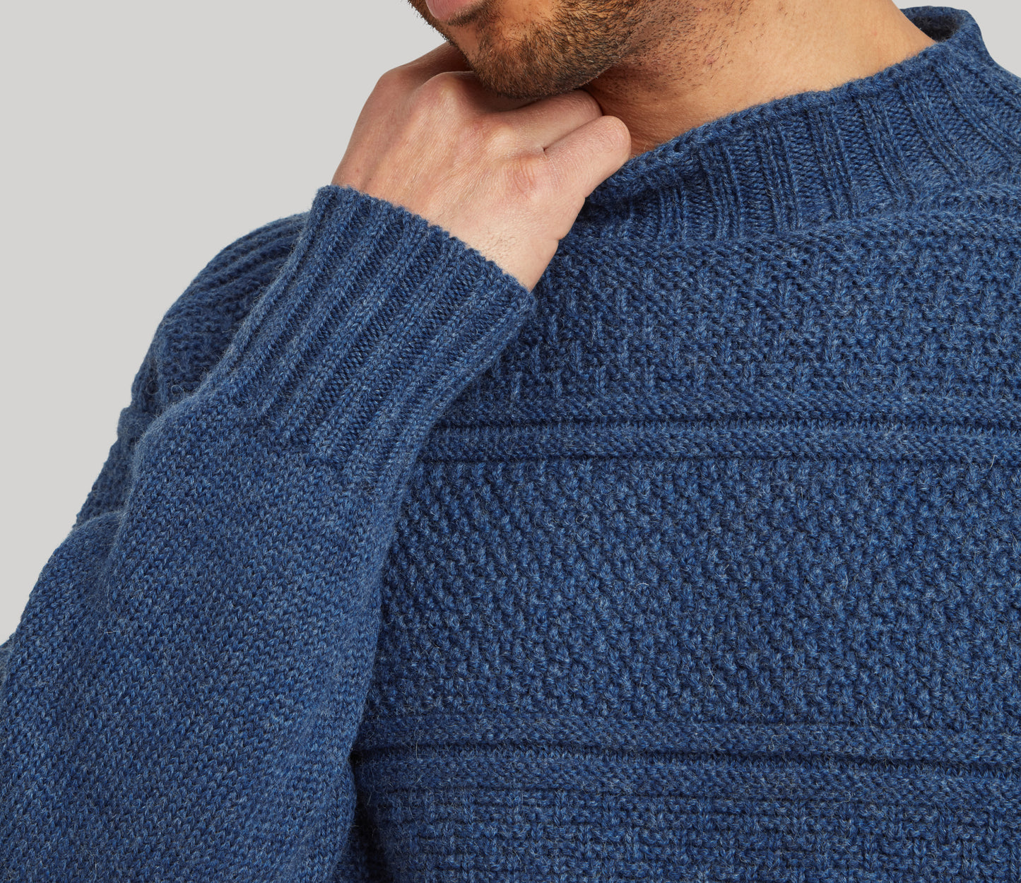 Merino Wool Fife Gansey Jumper in Storm Blue