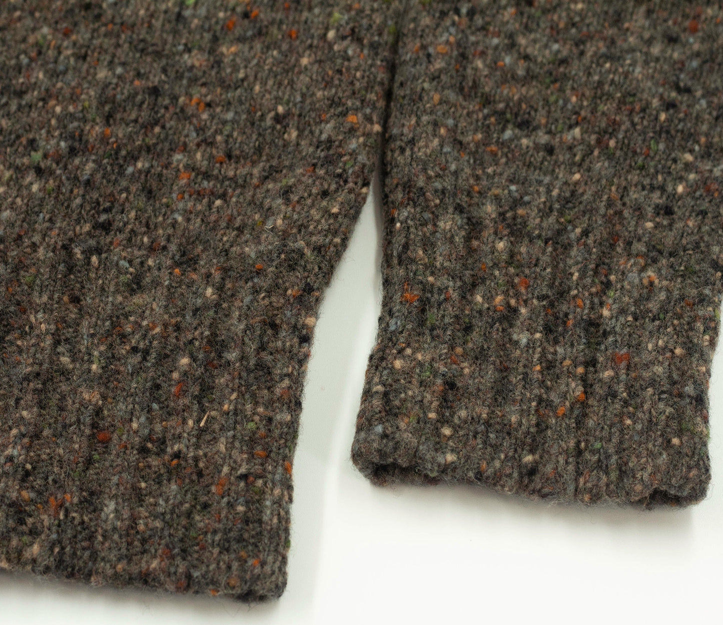 Merino Wool Donegal Crew Neck Jumper in Dark Natural Tweed