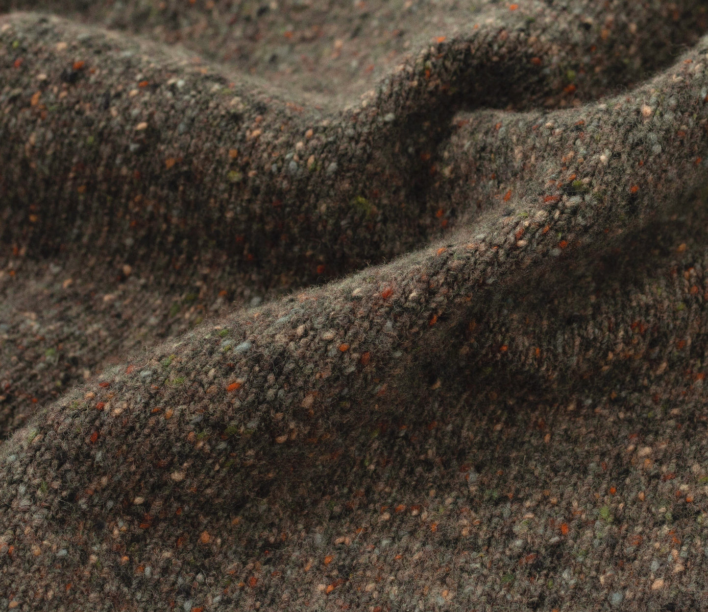 Merino Wool Donegal Crew Neck Jumper in Dark Natural Tweed