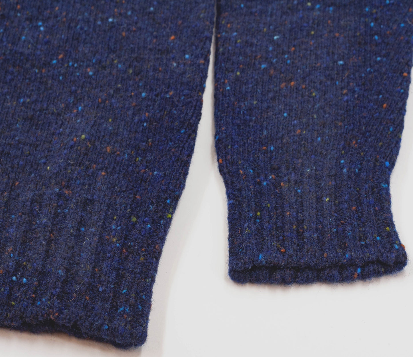 Merino Wool Donegal Crew Neck Jumper in Navy Tweed