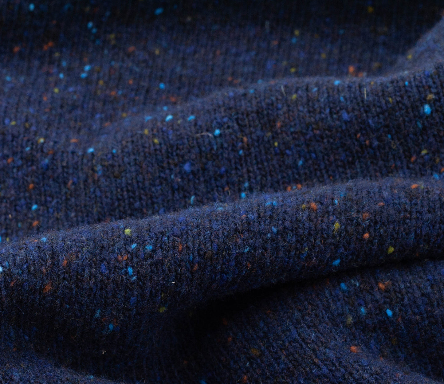 Merino Wool Donegal Crew Neck Jumper in Navy Tweed