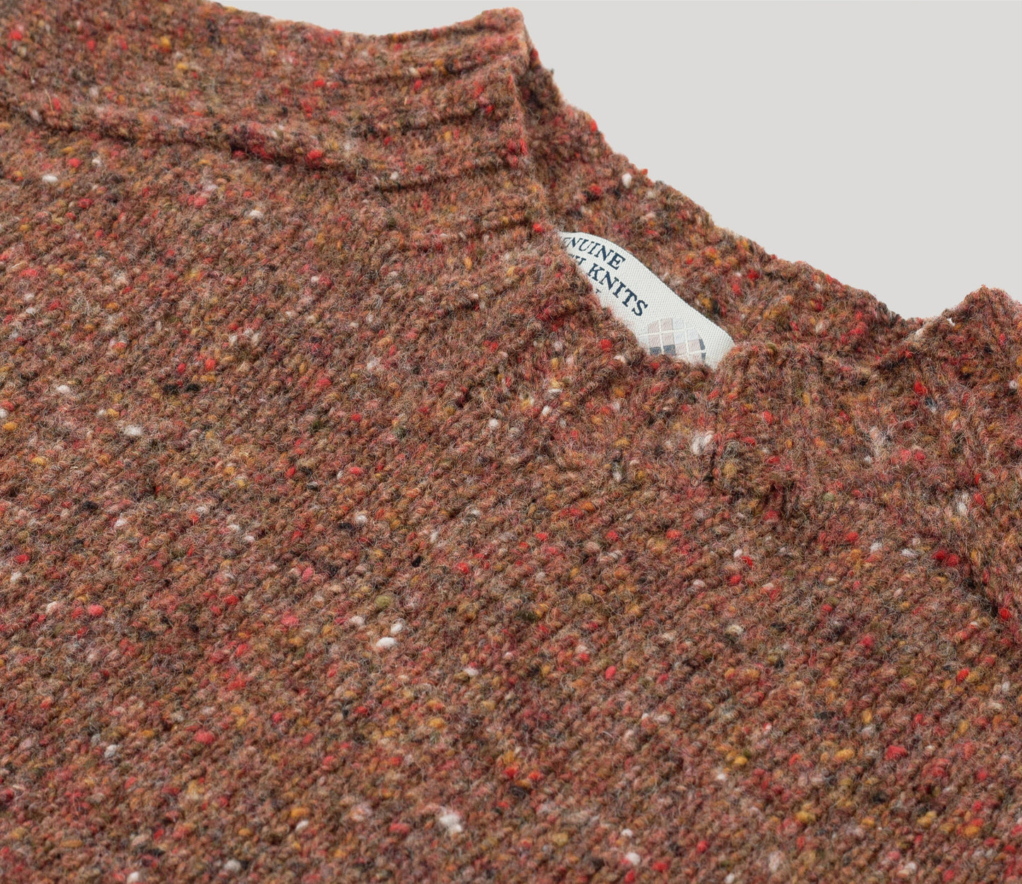 Merino Wool Donegal Crew Neck Jumper in Rust Tweed