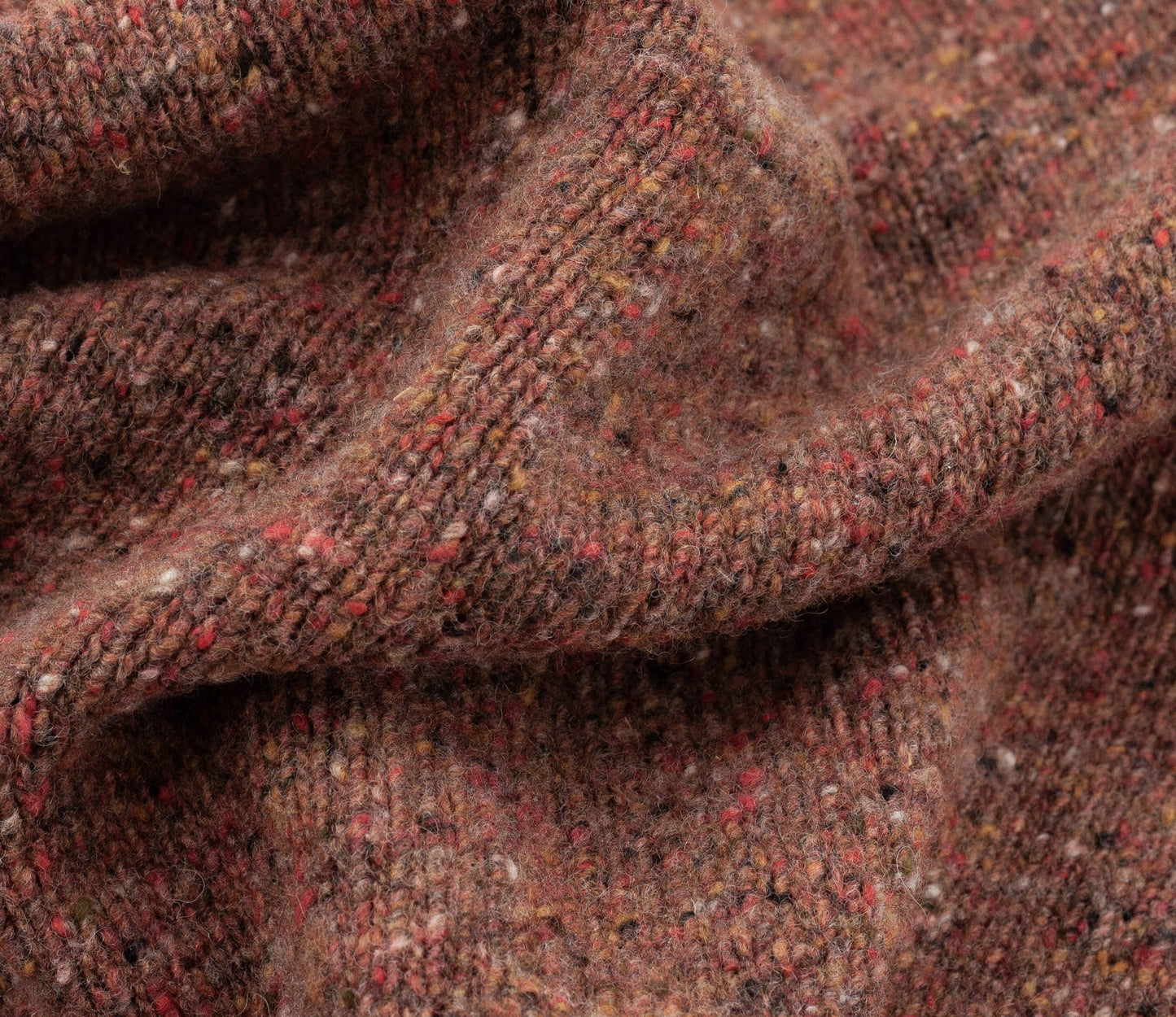 Merino Wool Donegal Crew Neck Jumper in Rust Tweed