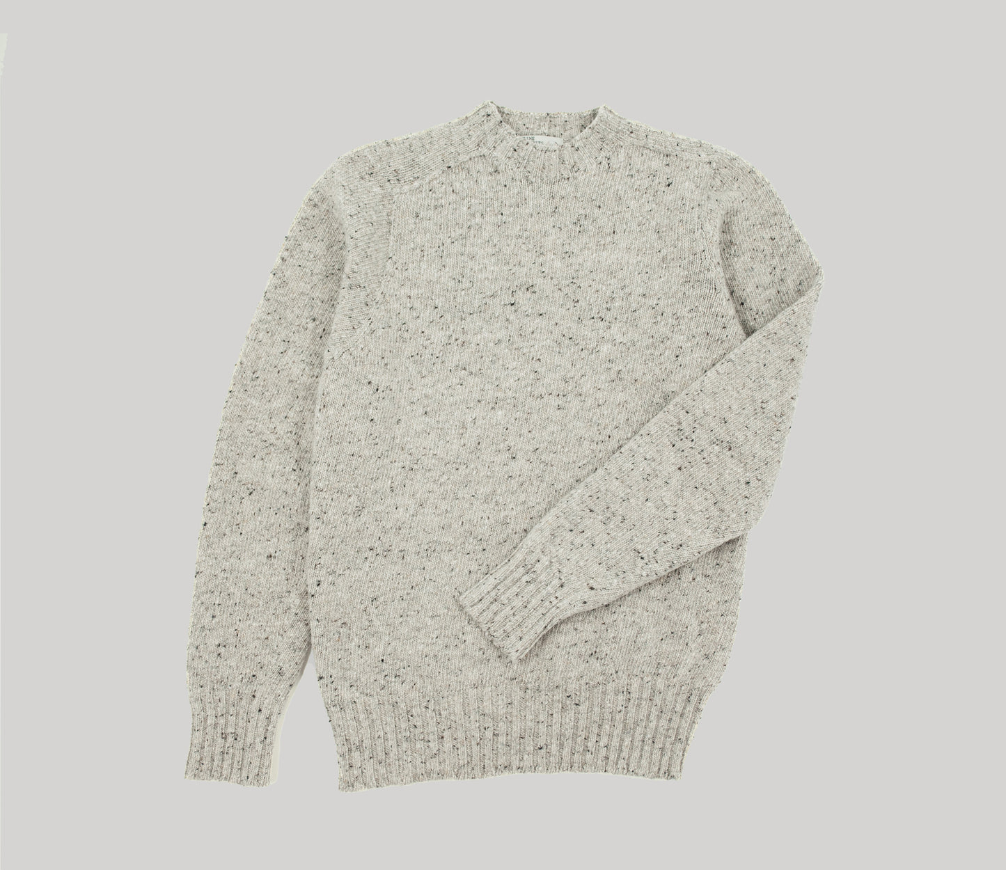 Merino Wool Donegal Crew Neck Jumper in Silver Tweed