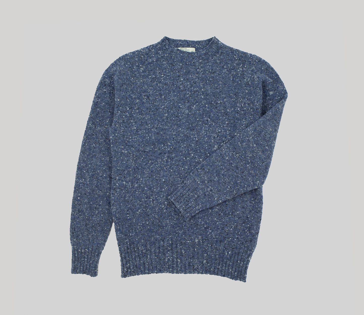 Merino Wool Donegal Crew Neck Jumper in Storm Tweed