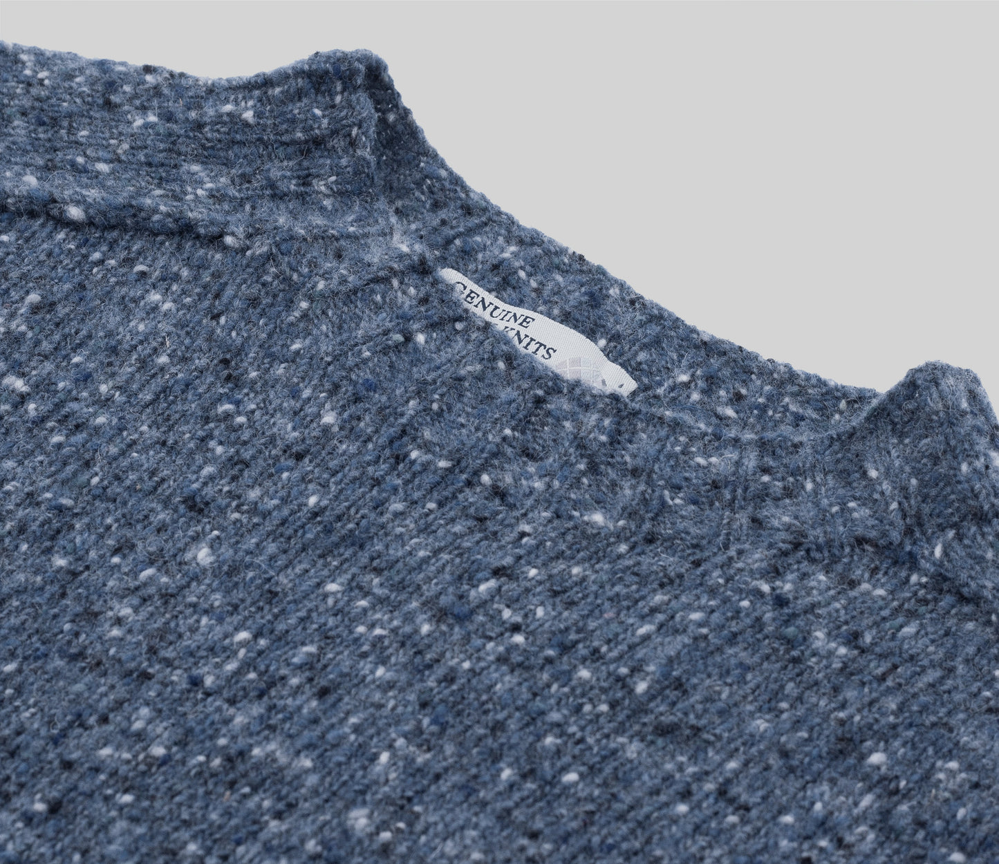 Merino Wool Donegal Crew Neck Jumper in Storm Tweed