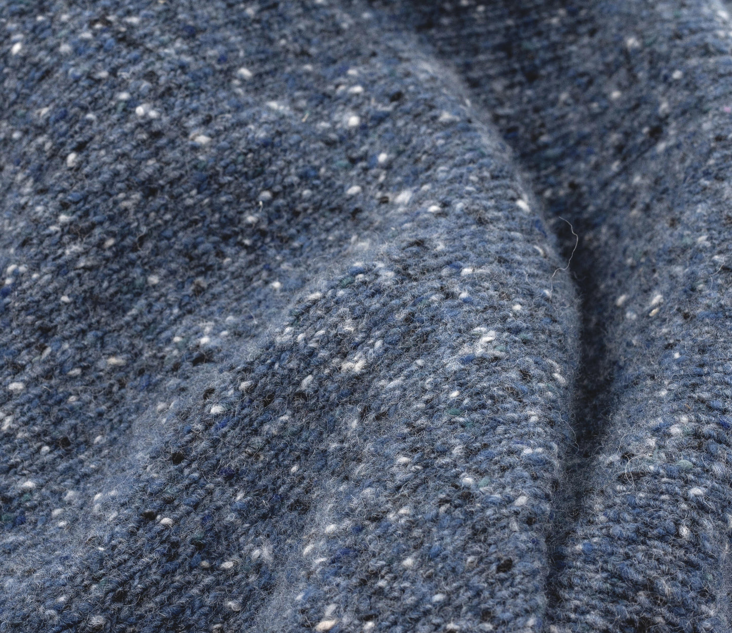 Merino Wool Donegal Crew Neck Jumper in Storm Tweed