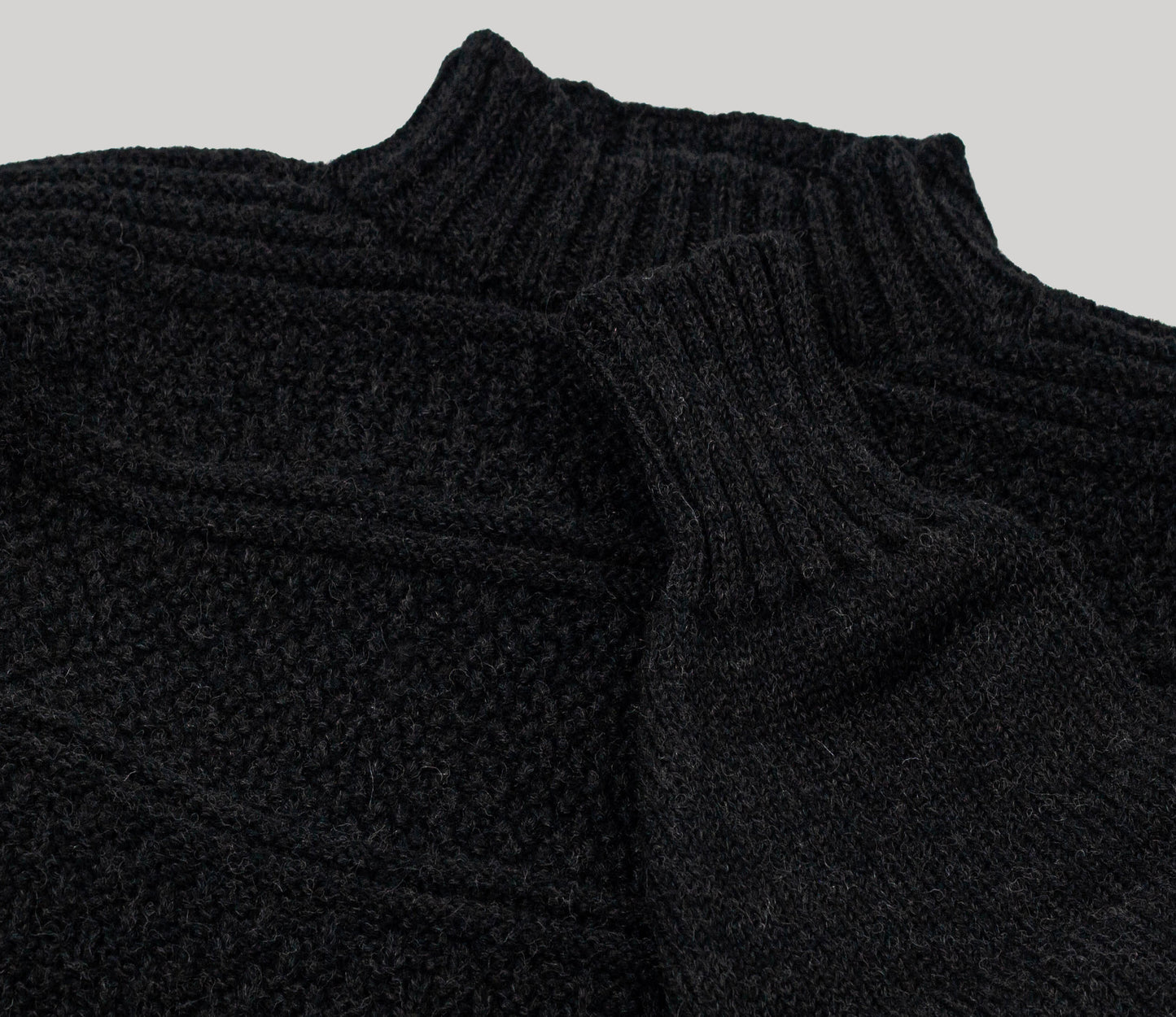 Merino Wool Fife Gansey Jumper in Charcoal