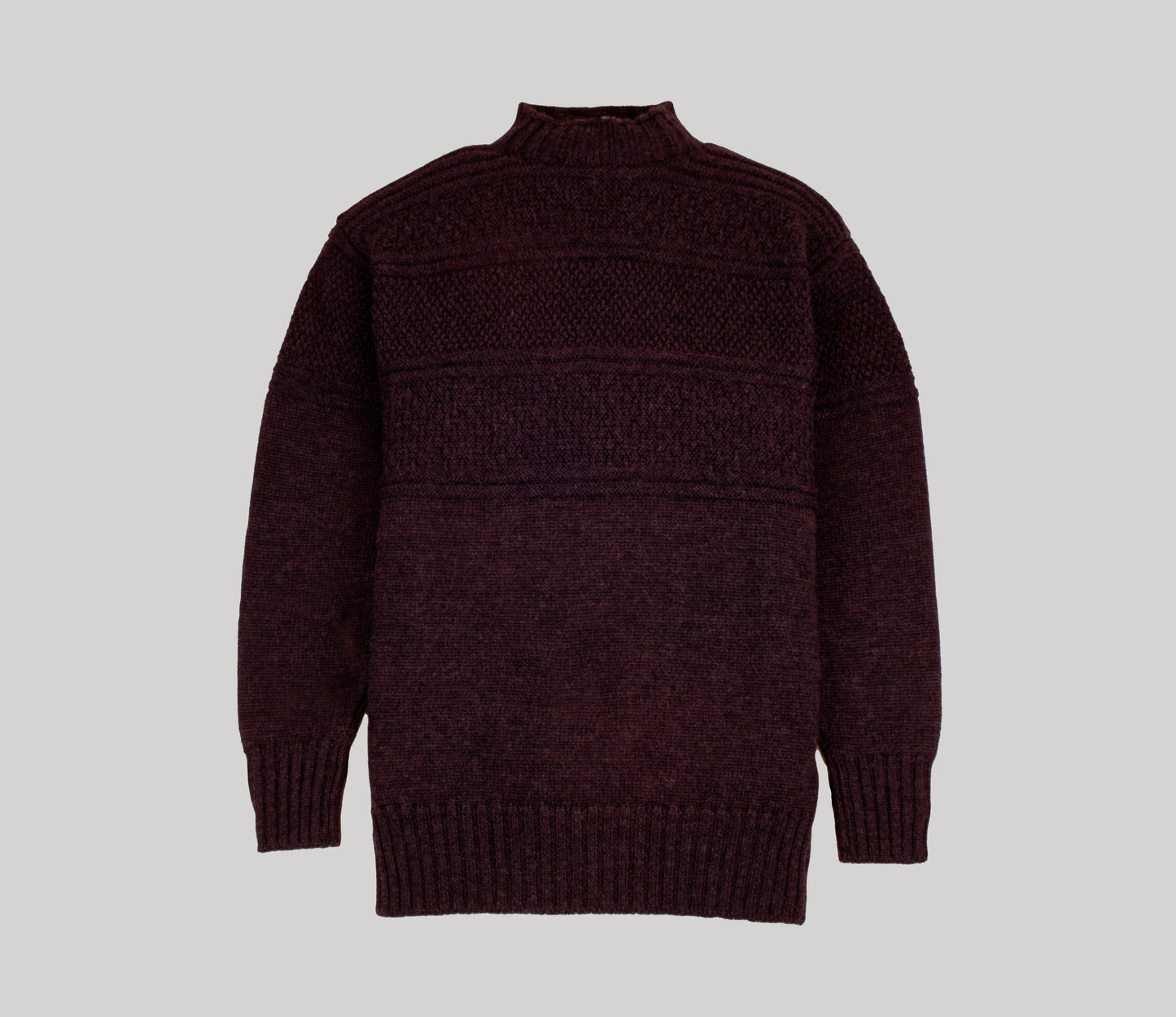 Merino Wool Fife Gansey Jumper in Dark Burgundy