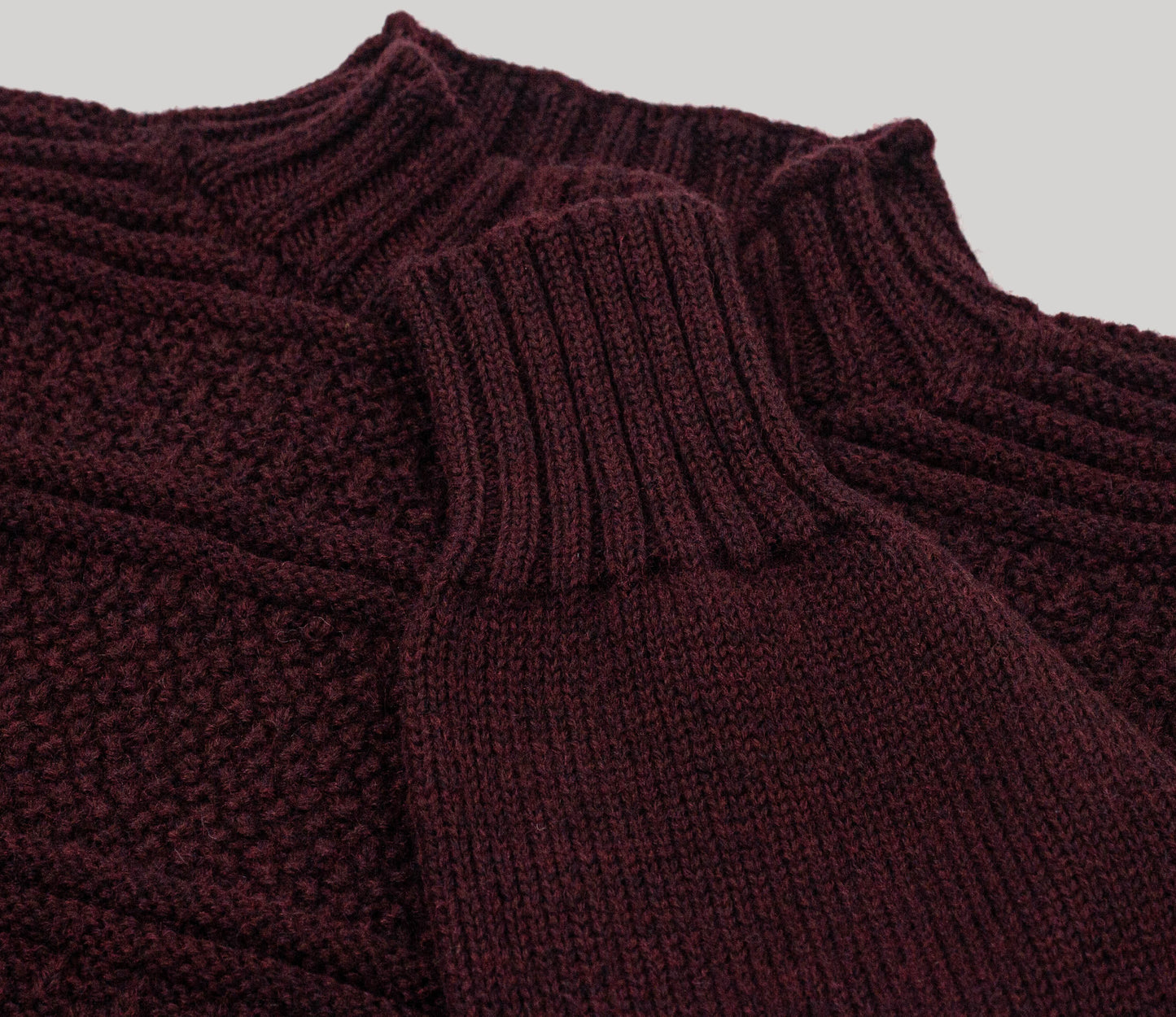 Merino Wool Fife Gansey Jumper in Dark Burgundy