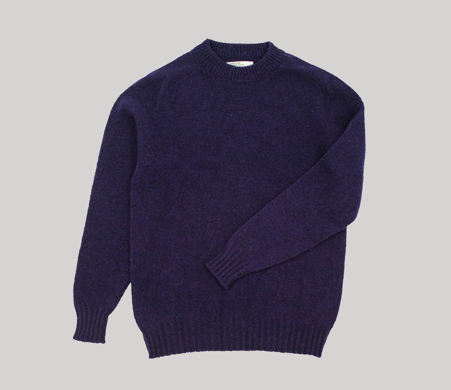 Modern Fit Shetland Crew Neck Jumper in Navy