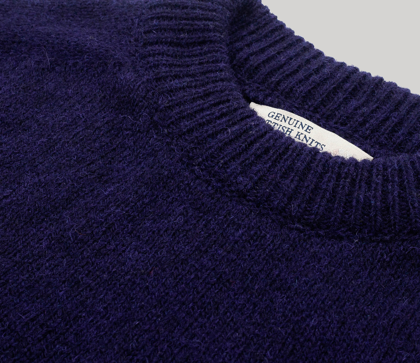 Modern Fit Shetland Crew Neck Jumper in Navy