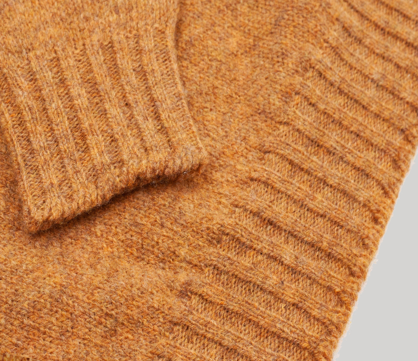 Modern Fit Shetland Crew Neck Jumper in Ochre