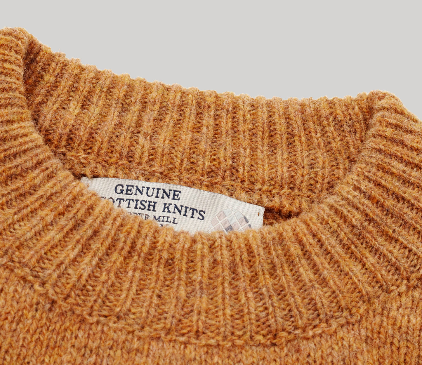 Modern Fit Shetland Crew Neck Jumper in Ochre