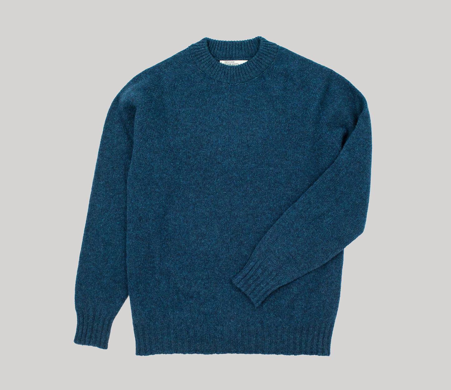 Modern Fit Shetland Crew Neck Jumper in Petrol