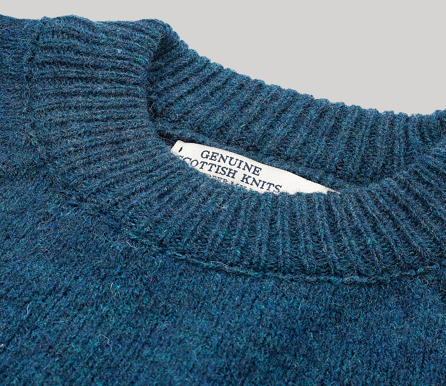 Modern Fit Shetland Crew Neck Jumper in Petrol