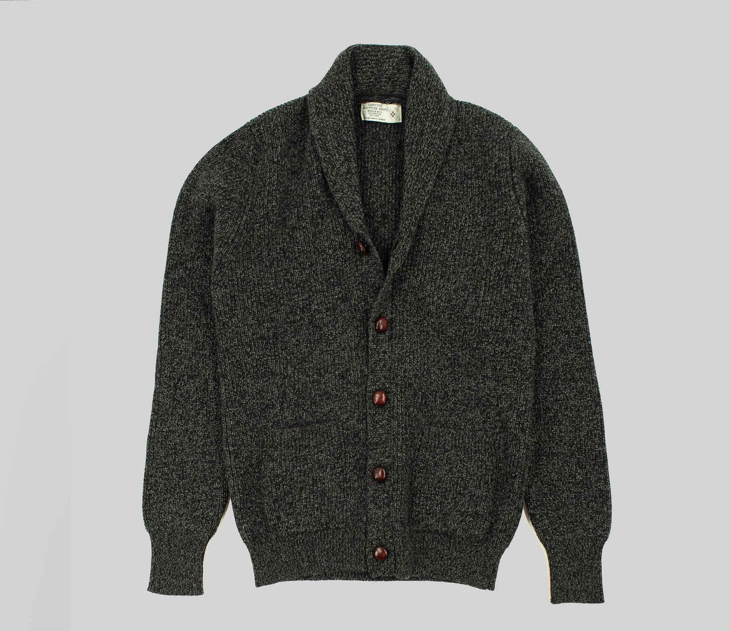 Classic Shawl Neck Cardigan in Dark Grey – Genuine Scottish Knits