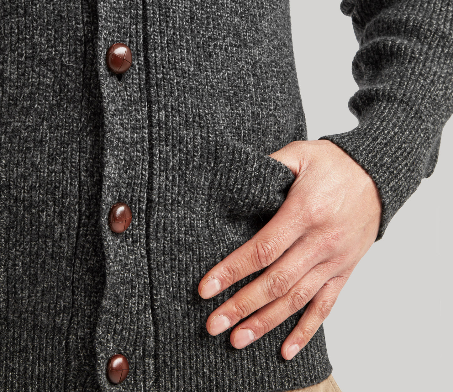 Classic Shawl Neck Cardigan in Dark Grey