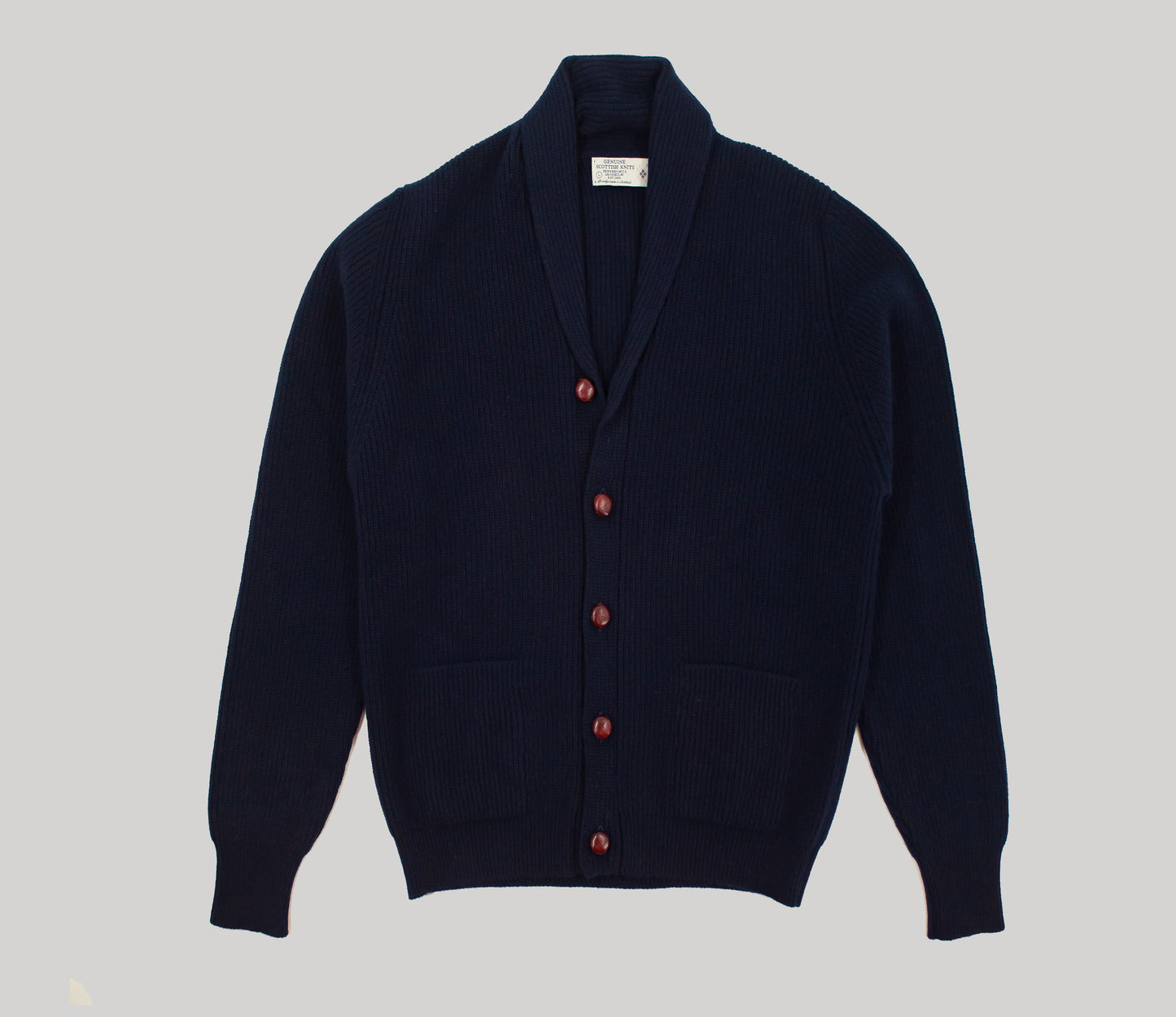 Classic Shawl Neck Cardigan in Navy – Genuine Scottish Knits