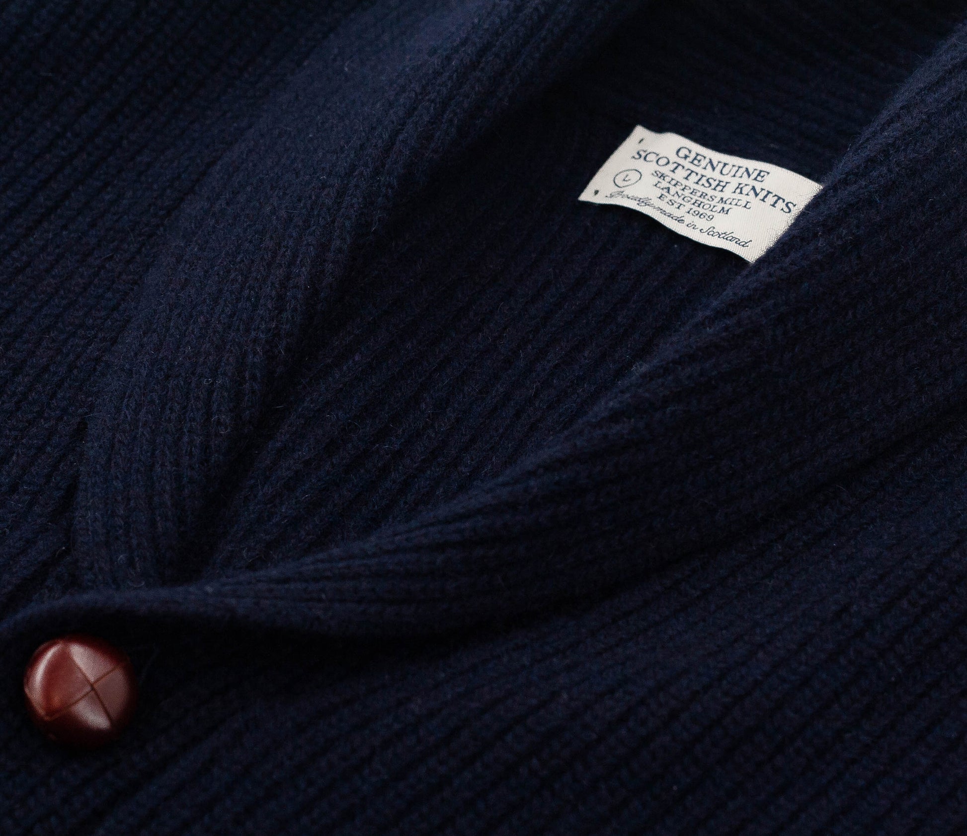 Classic Shawl Neck Cardigan in Navy – Genuine Scottish Knits