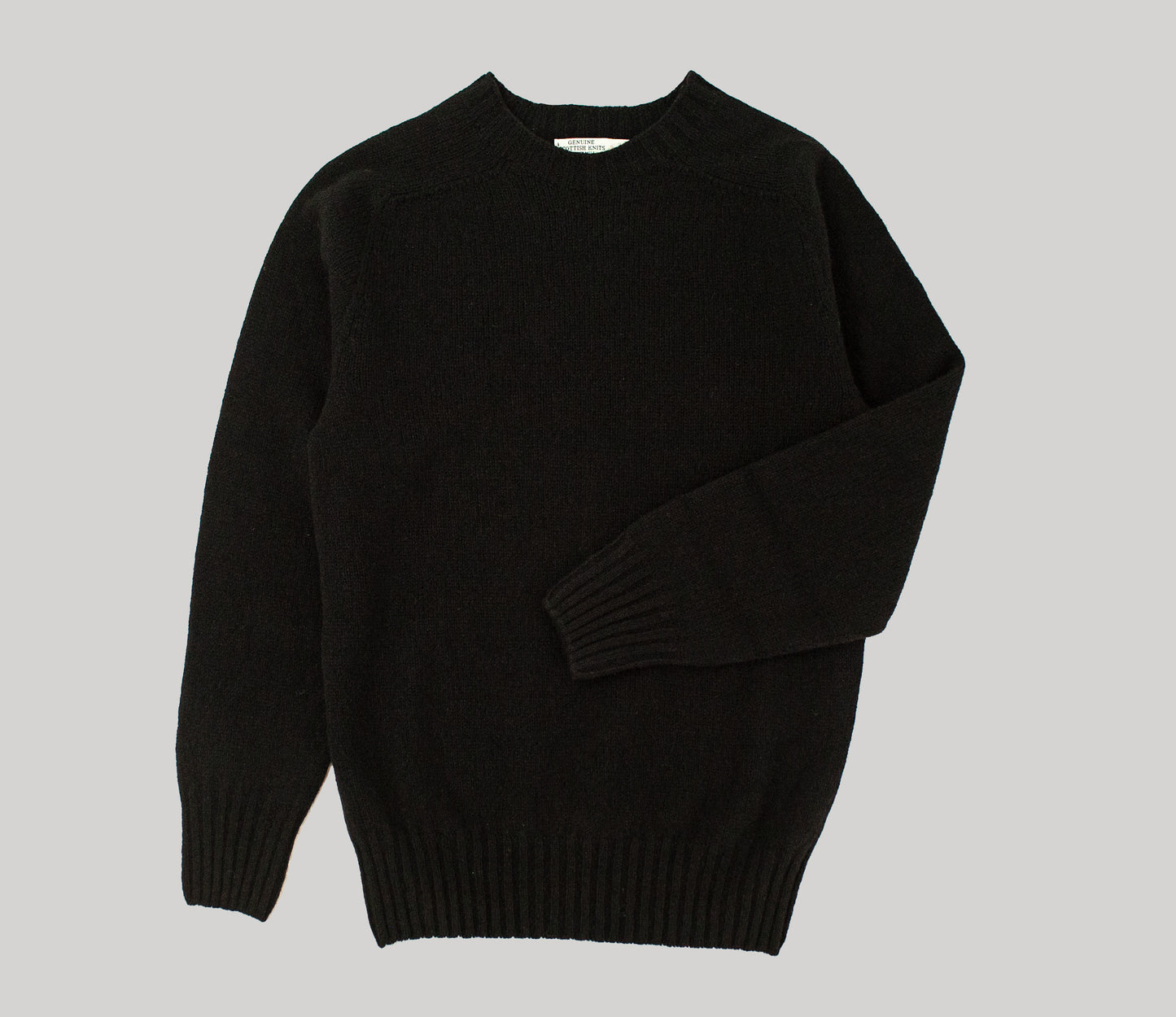 Vintage Shetland Crew Neck Jumper in Black