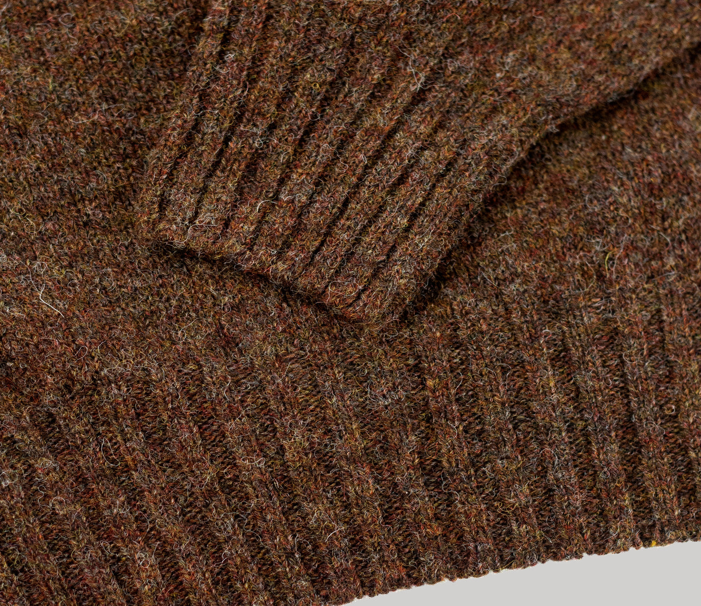 Vintage Shetland Crew Neck Jumper in Oak Brown