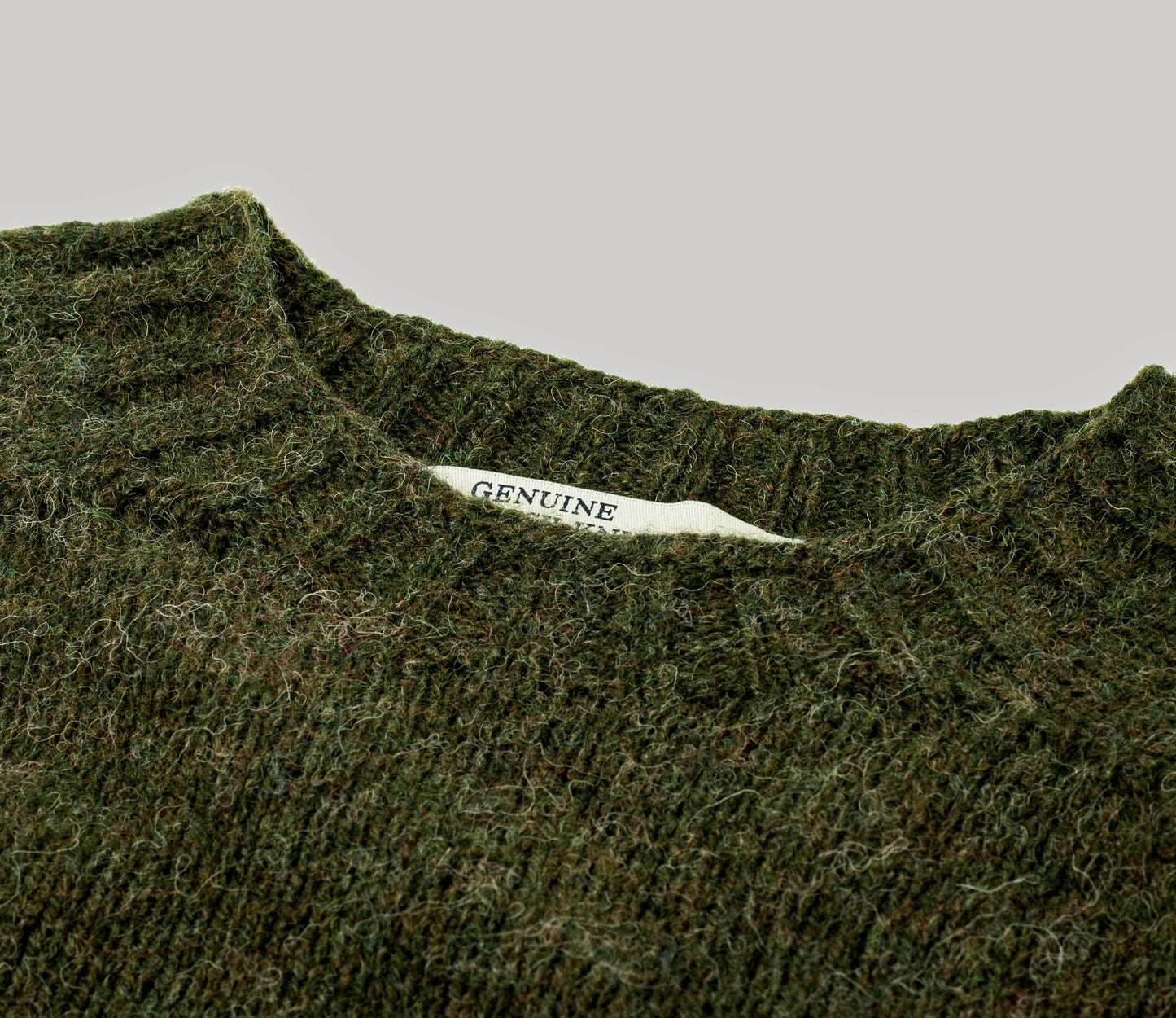 Vintage Shetland Crew Neck Jumper in Moss Green