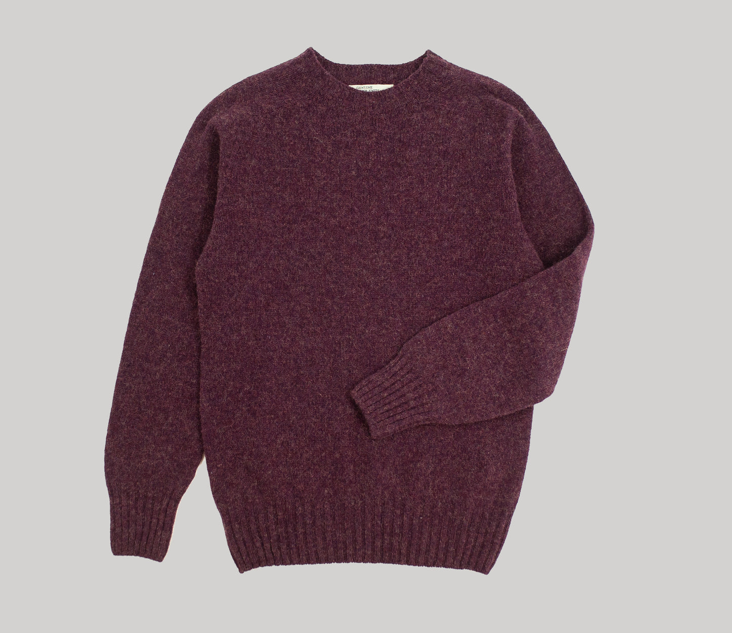 Vintage Shetland Crew Neck Jumper in Mulberry