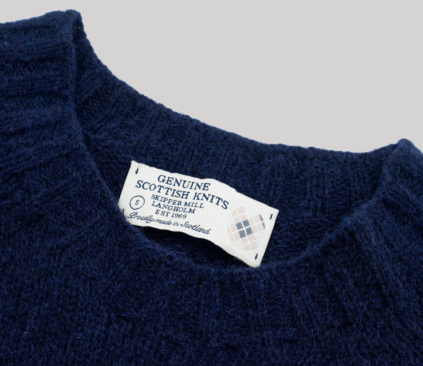 Vintage Shetland Crew Neck Jumper in Navy