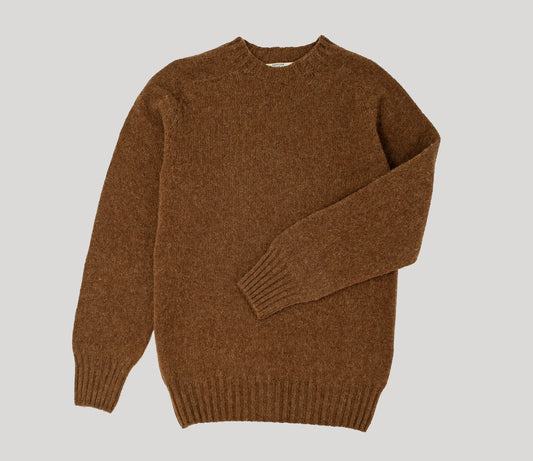 Vintage Shetland Crew Neck Jumper in Vicuna