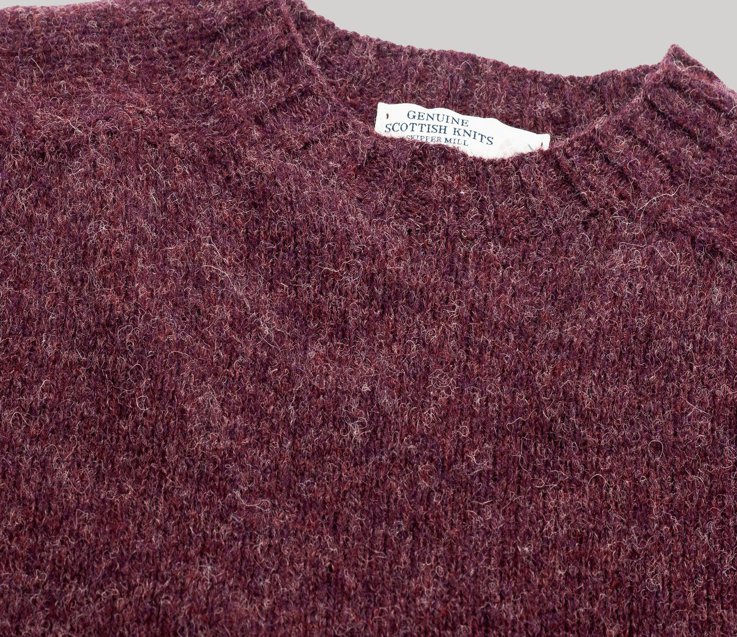 Vintage Shetland Crew Neck Jumper in Mulberry