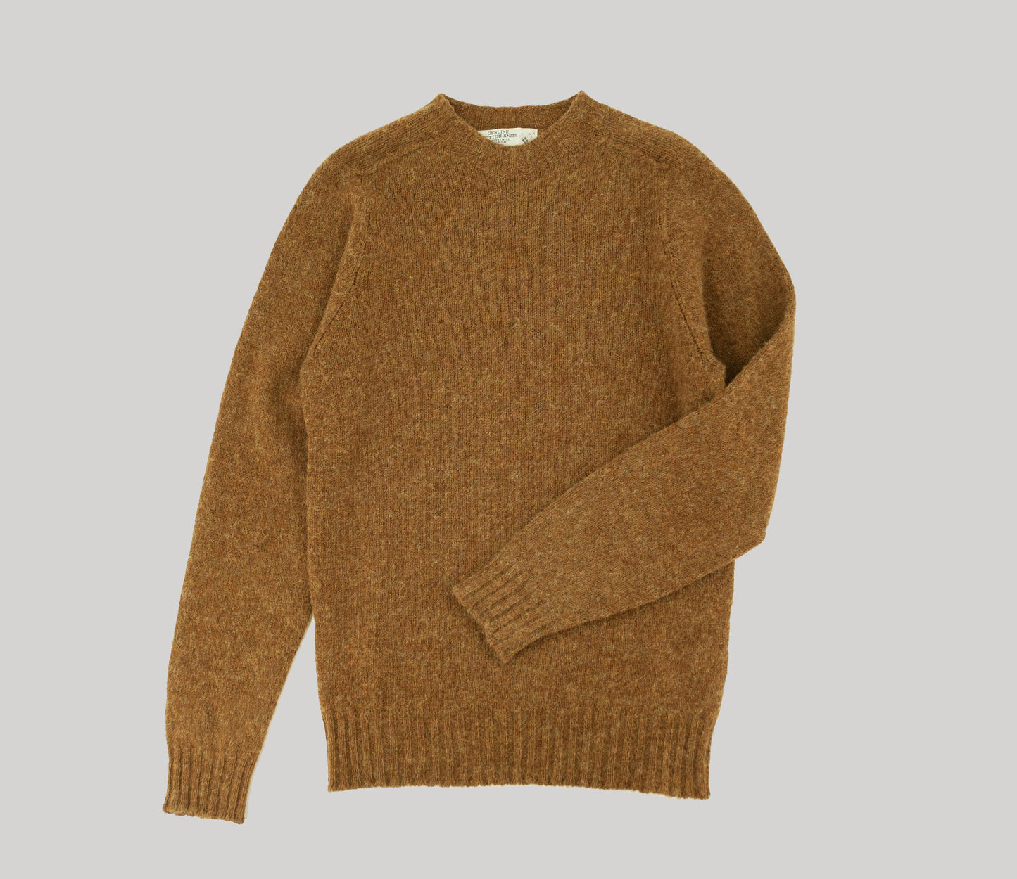 Saddle Shoulder Shetland Crew Neck Jumper in Straw