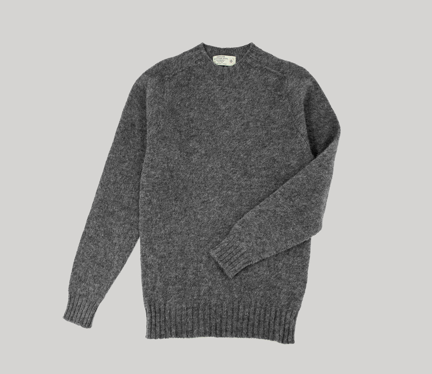 Saddle Shoulder Shetland Crew Neck Jumper in Derby Grey