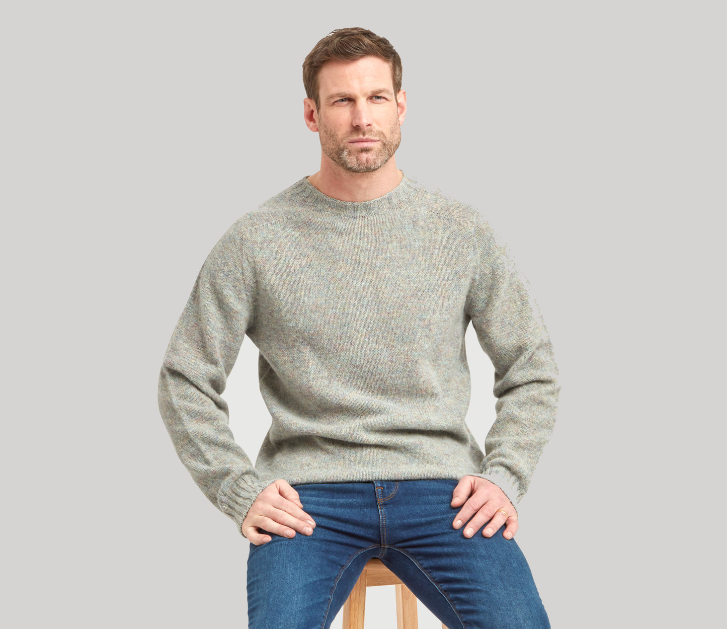 Vintage Shetland Crew Neck Jumper in Galaxy Grey